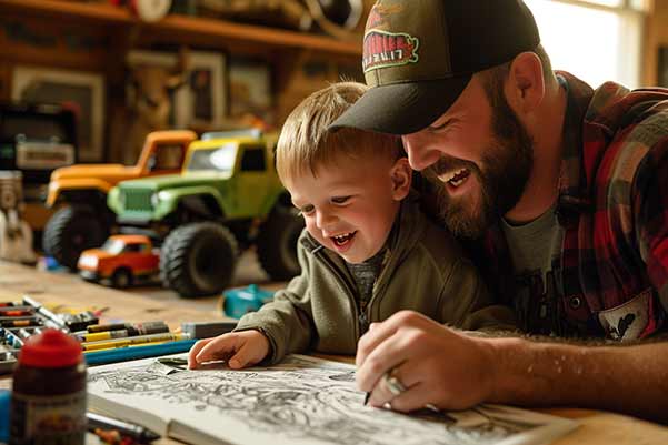 father-son-coloring-monster-truck-coloring-book