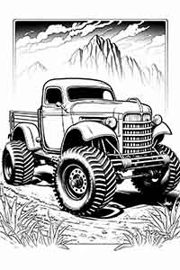 old classic monster truck coloring page