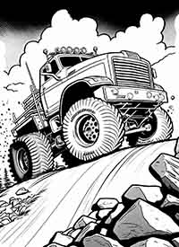 big semi-truck monster truck coloring page