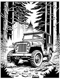 old jeep in the forest monster truck coloring page