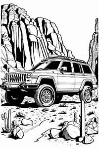 Jeep Cherokee monster truck coloring page