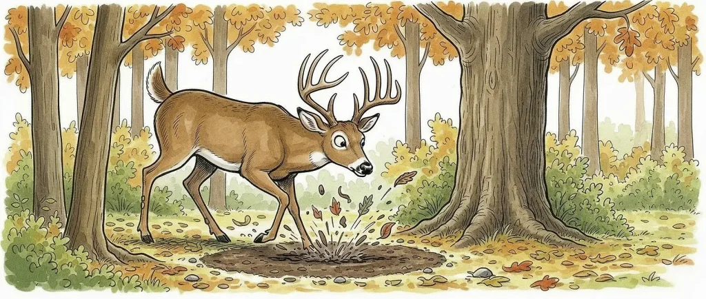 whitetail buck making a scrape
